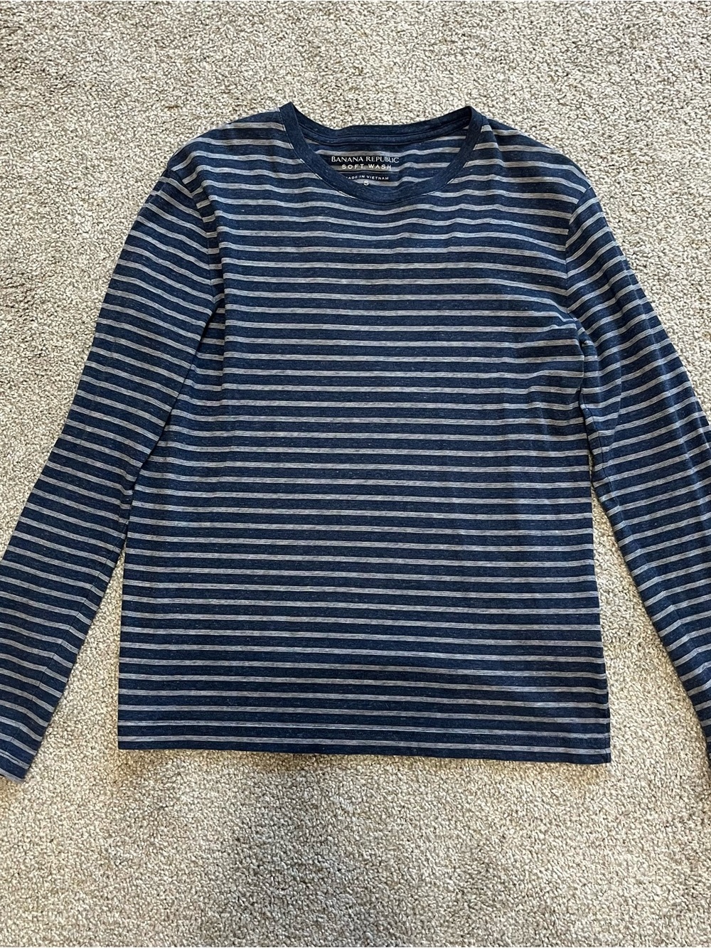 Banana Republic Navy & White Striped Long-Sleeve Shirt